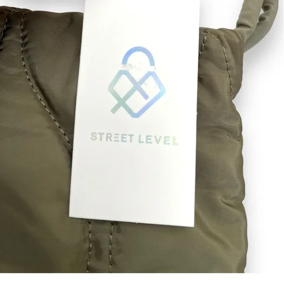 STREET LEVEL Hourglass Quilted Puffy Tote Shoulder Bag | Army Green NWT - Picture 9 of 9